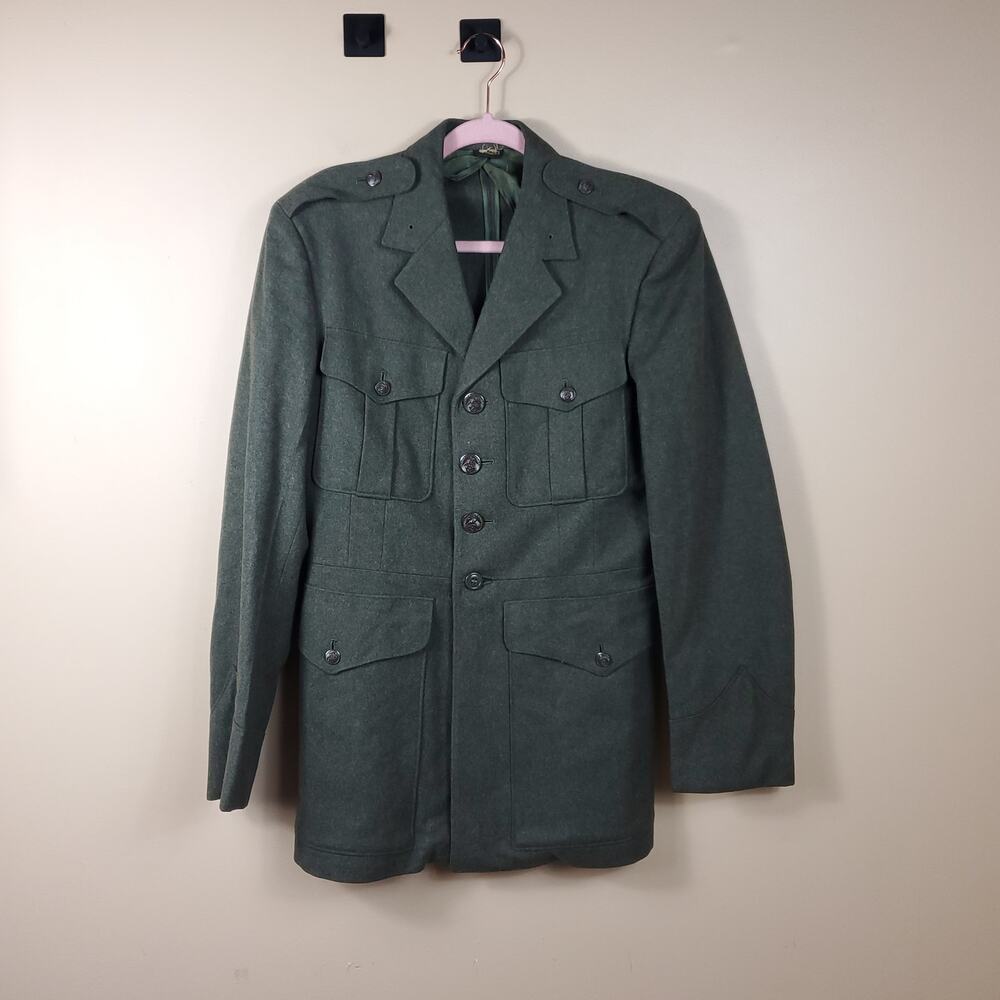 Vintage Military Wool Serge Four Pocket Coat Size 38R